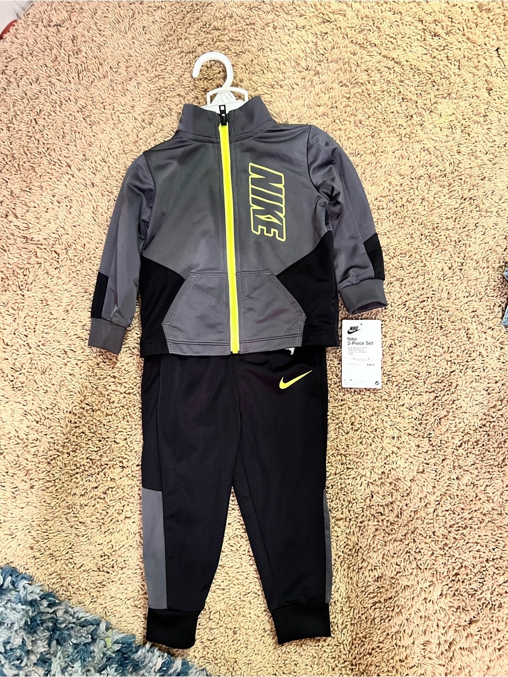 Nike Black & Gray Track Set with Neon Yellow Accents